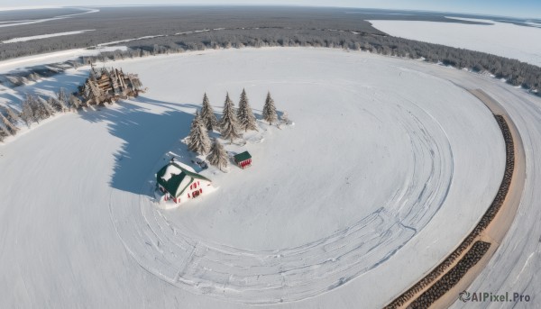 A idyllic boat within a beautiful snowy day