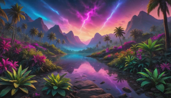 A idyllic lightning within a lush sunset outdoors