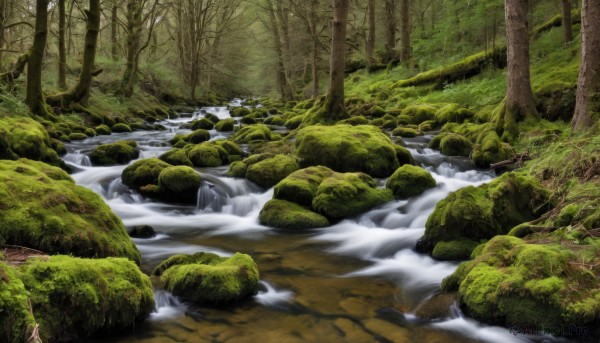 outdoors,day,signature,water,tree,no humans,grass,nature,scenery,forest,rock,river,landscape,fog,moss,stream,waterfall