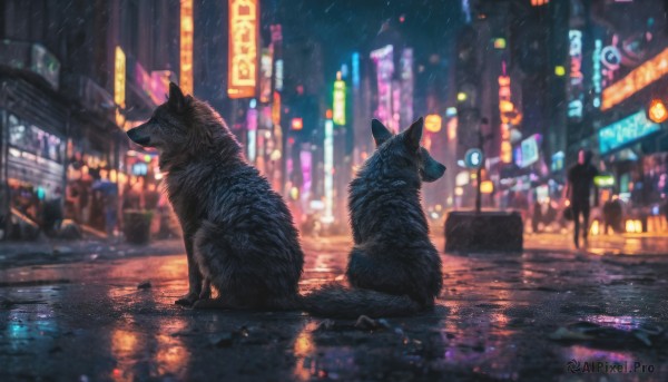 A serene rainy outdoors featuring a cat