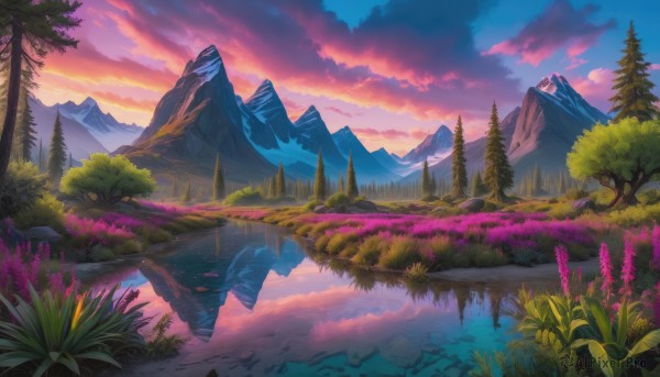 A majestic sunset outdoors featuring a landscape