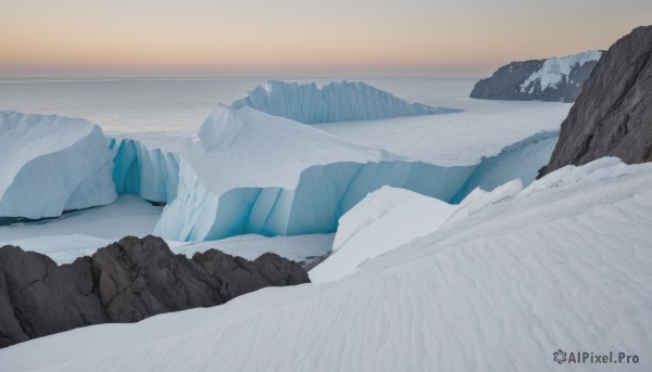 A landscape set against the backdrop of a captivating snowy day