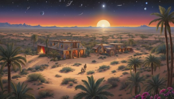A landscape amidst a idyllic sunset outdoors