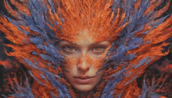 A charming fiery dynamic scene featuring a female
