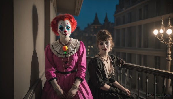 A clown showcased in a vivid outdoors