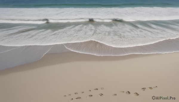 solo,outdoors,sky,day,water,no humans,bird,ocean,beach,scenery,sand,horizon,waves,shore,footprints,white background