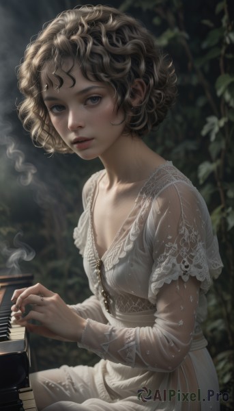 The serene presence of a female in a lush smoke
