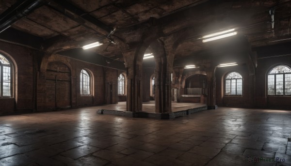 day,indoors,water,no humans,window,chair,sunlight,scenery,light rays,stairs,door,light,tile floor,pillar,ceiling,hallway,church,arch,ceiling light,chandelier,wooden floor,tiles,floor,stone floor,vanishing point,brick floor