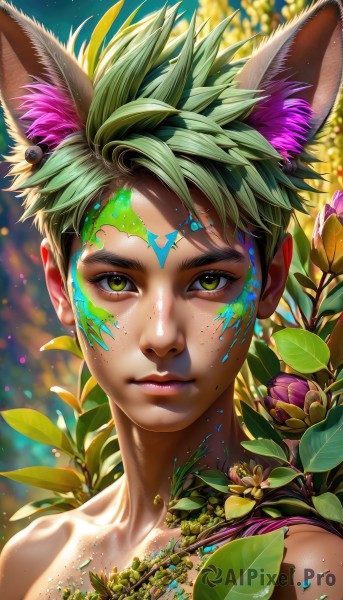 The serene presence of a male in a lush dynamic scene