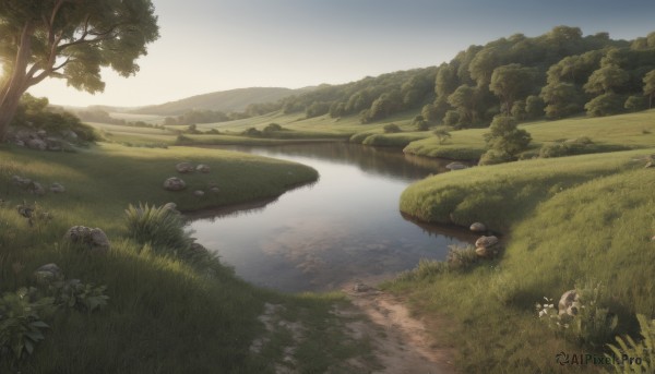 A landscape portrayed in a vivid day