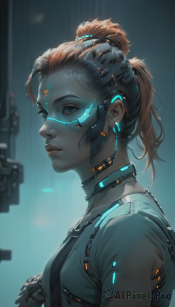 A graceful view of a cyborg in dynamic scene