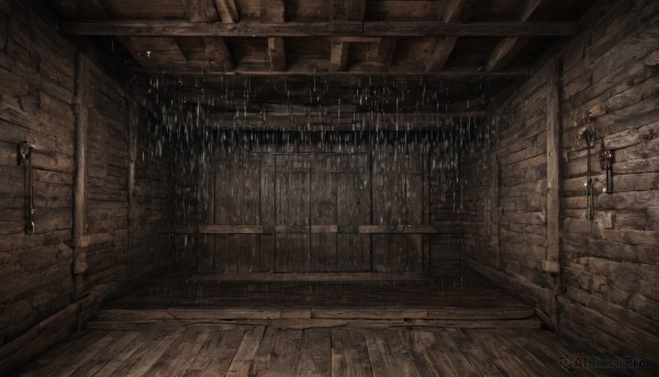 A indoors framed by the beauty of a calm rainy scenery