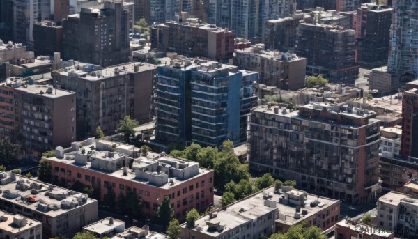 outdoors,day,tree,no humans,window,ground vehicle,building,scenery,motor vehicle,city,car,road,cityscape,ruins,skyscraper,overgrown,post-apocalypse,real world location