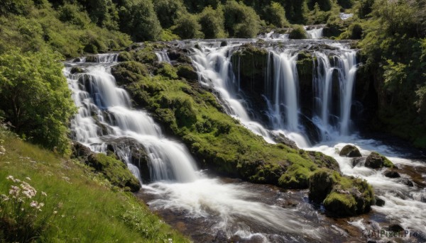 A waterfall captured in a enchanting day