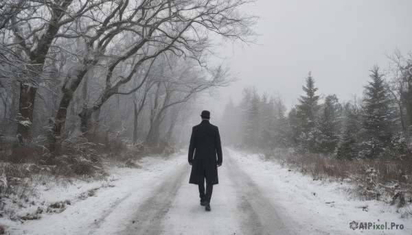 The wonder of a male in a picturesque snowy outdoors