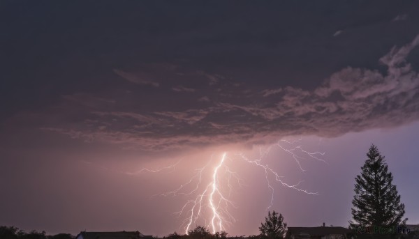 A lightning caught in a peaceful outdoors