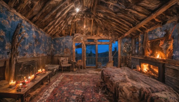 A indoors set against the backdrop of a captivating fiery day