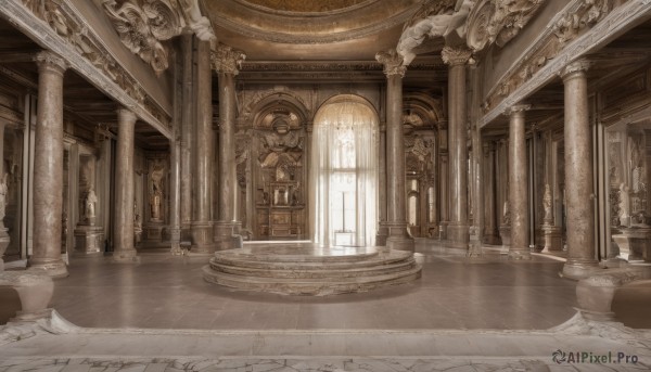 day,indoors,no humans,window,sunlight,scenery,light rays,stairs,door,architecture,sunbeam,pillar,statue,hallway,carpet,church,arch,column,plant,reflection,wooden floor,tile floor,ceiling,reflective floor,chandelier