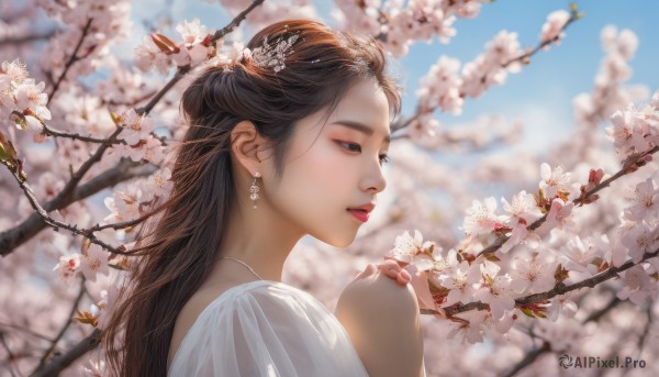 A glimpse of a female in a picturesque day