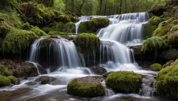 A stunning waterfall within a beautiful day