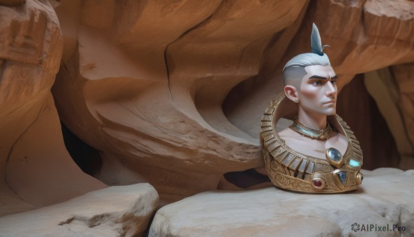 A dynamic view of a male in desert