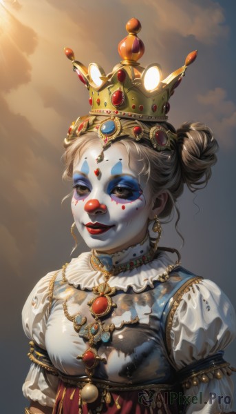 The wonder of a clown in a picturesque sunlight