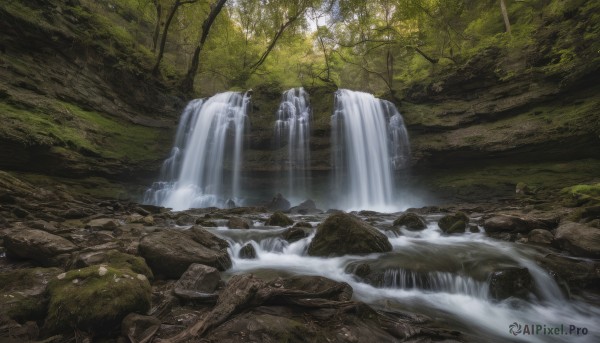 A stunning portrayal of a waterfall in a breathtaking day