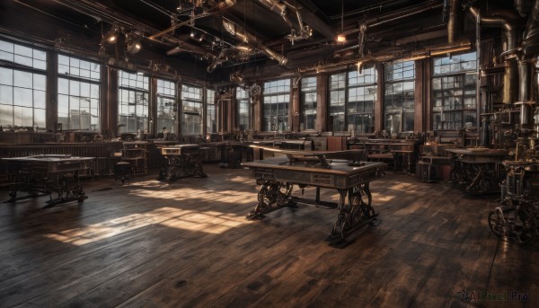 day,indoors,cup,book,no humans,window,chair,table,sunlight,scenery,light rays,wooden floor,bookshelf,lamp,sunbeam,stool,ceiling,ceiling light,chandelier,wooden table,wooden chair,sky,cloud,shadow,desk,clock