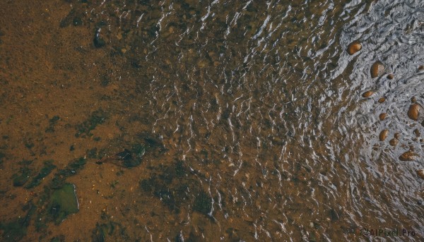 outdoors,water,no humans,ocean,from above,traditional media,nature,scenery,rock,sand,painting (medium),river,shore,tree,dutch angle,beach,landscape,orange theme,desert,cliff,footprints