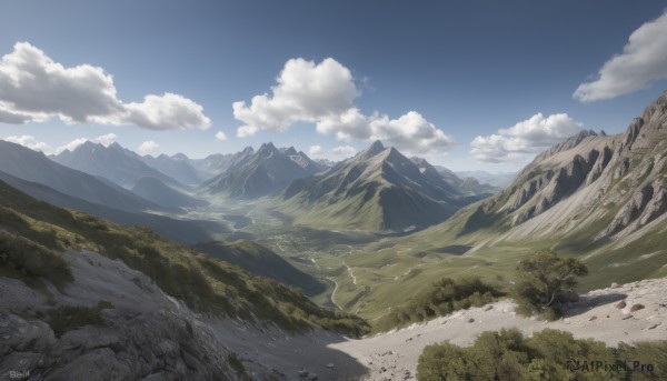 A landscape captured in a dynamic day