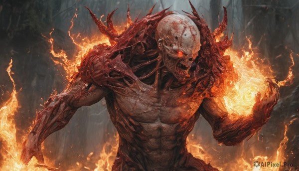 The allure of a male in a majestic fiery dynamic scene