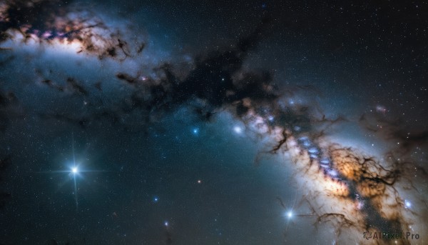 A stunning portrayal of a galaxy in a calm outdoors