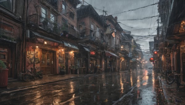 Image of a motor vehicle in a vibrant rainy outdoors