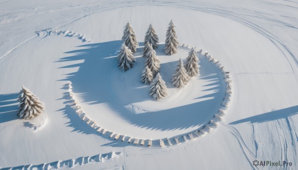 A tranquil view of a landscape in snowy day