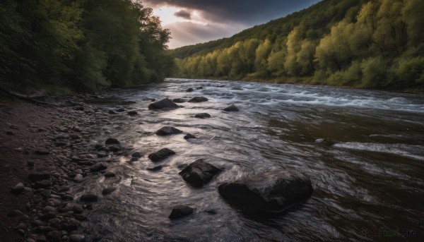 A landscape in the heart of a peaceful sunset day