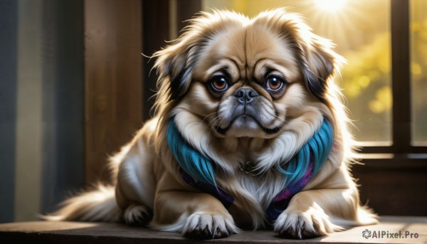 The charm of a dog in a bold sunlight