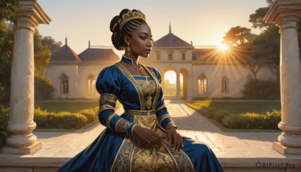 The allure of a female in a majestic sunset day