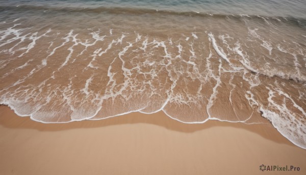 outdoors,day,water,no humans,shadow,ocean,traditional media,beach,scenery,realistic,sand,waves,shore,still life