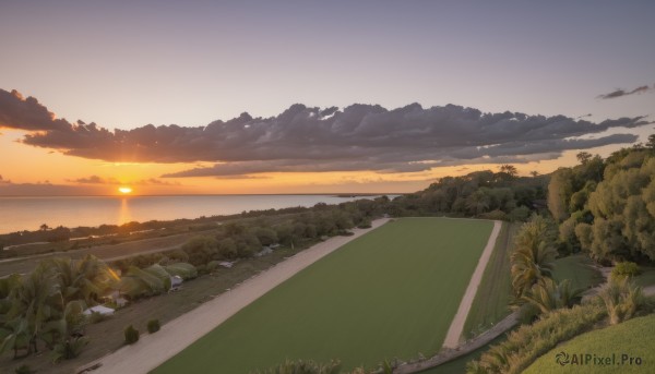 An iconic landscape framed by a bold sunset outdoors