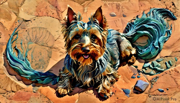 A majestic image of a dog in sand