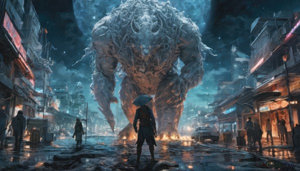 The beauty of a monster set in a captivating rainy outdoors