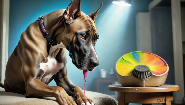 A charming dynamic scene with a dog