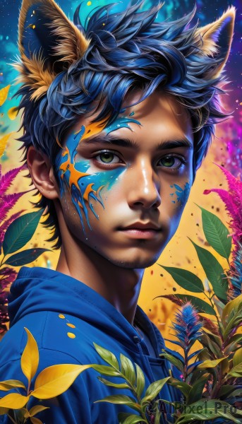 The serene presence of a male in a peaceful dynamic scene