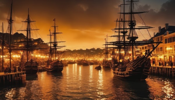 The wonder of a boat in a peaceful sunset outdoors