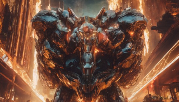 Fiery building brought to life with a captivating motor vehicle