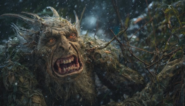 The wonder of a monster in a peaceful snowy outdoors