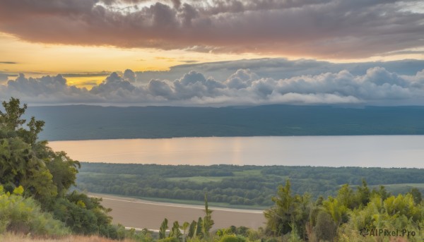 A landscape amidst a calm sunset outdoors