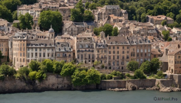 outdoors,day,water,tree,no humans,window,building,nature,scenery,forest,city,bush,house,bridge,river,rock,cityscape,ruins