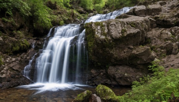 The majestic beauty of a waterfall set within a dynamic day