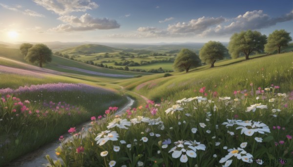 The timeless beauty of a landscape in a picturesque sunset day